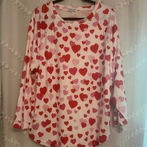 NWOT Chic Soul Curved Hem Slouchy Dolman Tunic, Valentine Wishes